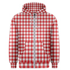 Straight Red White Small Plaids Men s Zipper Hoodie by ConteMonfrey