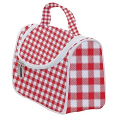 Straight Red White Small Plaids Satchel Handbag by ConteMonfrey