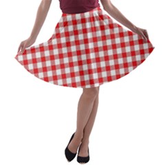 Straight Red White Small Plaids A-line Skater Skirt by ConteMonfrey