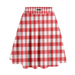 Straight Red White Small Plaids High Waist Skirt by ConteMonfrey