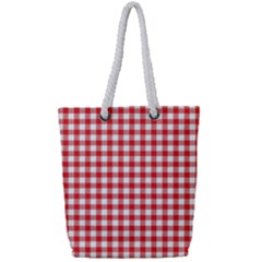 Straight Red White Small Plaids Full Print Rope Handle Tote (small) by ConteMonfrey