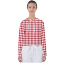 Straight Red White Small Plaids Women s Slouchy Sweat View1