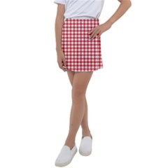 Straight Red White Small Plaids Kids  Tennis Skirt by ConteMonfrey