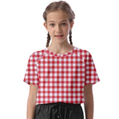 Straight Red White Small Plaids Kids  Basic Tee by ConteMonfrey