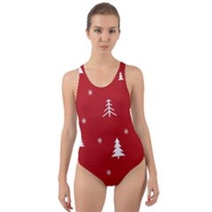 Abstract-cute-christmas Seamless Cut-out Back One Piece Swimsuit by nateshop