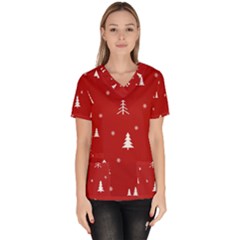 Abstract-cute-christmas Seamless Women s V-neck Scrub Top by nateshop