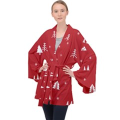 Abstract-cute-christmas Seamless Long Sleeve Velvet Kimono  by nateshop