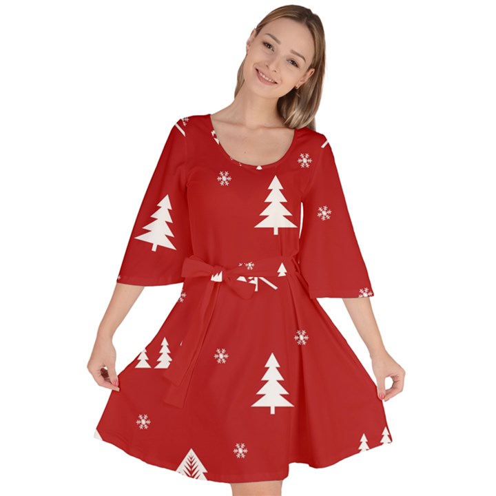 Abstract-cute-christmas Seamless Velour Kimono Dress