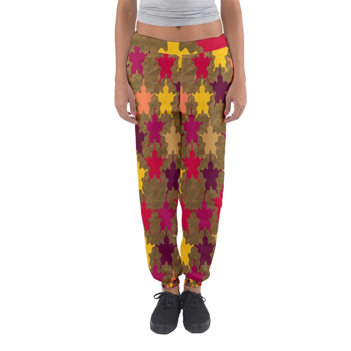 Abstract-flower Gold Women s Jogger Sweatpants