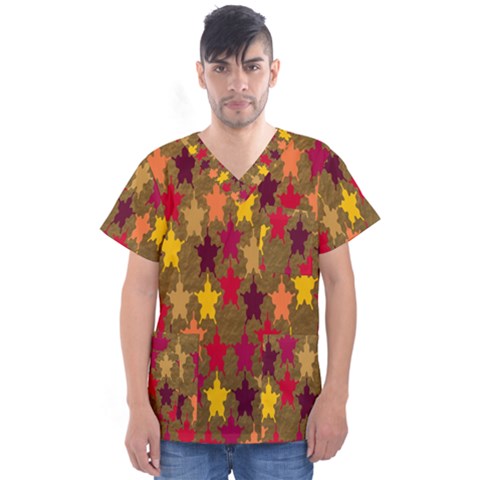 Abstract-flower Gold Men s V-neck Scrub Top by nateshop