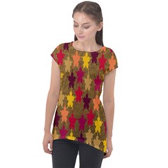 Abstract-flower Gold Cap Sleeve High Low Top by nateshop