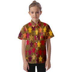 Abstract-flower Gold Kids  Short Sleeve Shirt