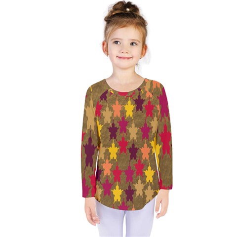 Abstract-flower Gold Kids  Long Sleeve Tee by nateshop