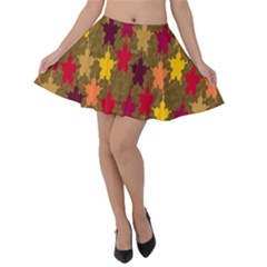 Abstract-flower Gold Velvet Skater Skirt