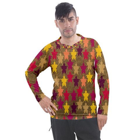 Abstract-flower Gold Men s Pique Long Sleeve Tee by nateshop