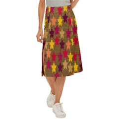 Abstract-flower Gold Midi Panel Skirt