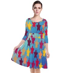 Abstract-flower,bacground Quarter Sleeve Waist Band Dress by nateshop