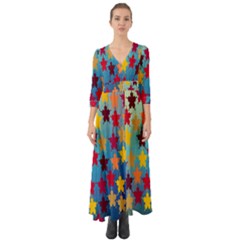 Abstract-flower,bacground Button Up Boho Maxi Dress by nateshop