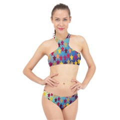 Abstract-flower,bacground High Neck Bikini Set by nateshop