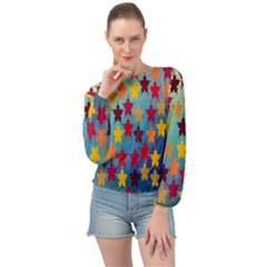 Abstract-flower,bacground Banded Bottom Chiffon Top by nateshop