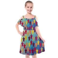 Abstract-flower,bacground Kids  Cut Out Shoulders Chiffon Dress by nateshop