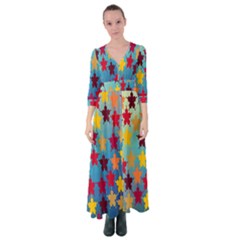 Abstract-flower,bacground Button Up Maxi Dress by nateshop