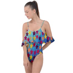 Abstract-flower,bacground Drape Piece Swimsuit by nateshop