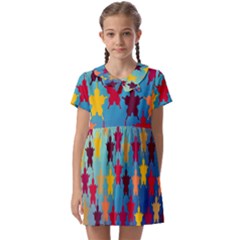 Abstract-flower,bacground Kids  Asymmetric Collar Dress by nateshop