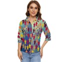 Abstract-flower,bacground Women s Quarter Sleeve Pocket Shirt View1