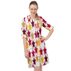 Abstract-flower Long Sleeve Mini Shirt Dress by nateshop