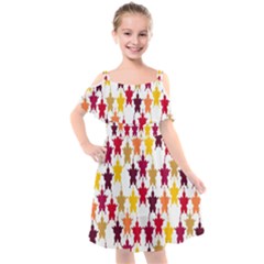 Abstract-flower Kids  Cut Out Shoulders Chiffon Dress by nateshop