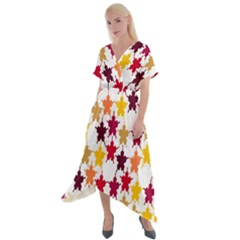 Abstract-flower Cross Front Sharkbite Hem Maxi Dress by nateshop