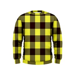 Black And Yellow Plaids Kids  Sweatshirt by ConteMonfrey