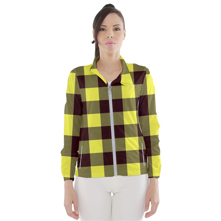 Black and yellow plaids Women s Windbreaker