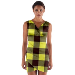 Black And Yellow Plaids Wrap Front Bodycon Dress by ConteMonfrey