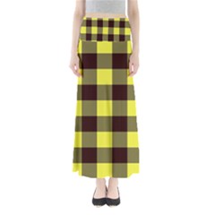 Black And Yellow Plaids Full Length Maxi Skirt by ConteMonfrey