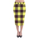 Black and yellow plaids Velvet Midi Pencil Skirt View1