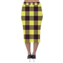 Black and yellow plaids Velvet Midi Pencil Skirt View2