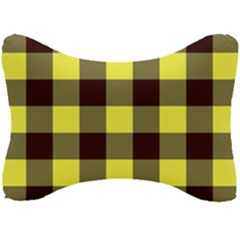 Black And Yellow Plaids Seat Head Rest Cushion by ConteMonfrey