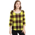 Black and yellow plaids Chiffon Quarter Sleeve Blouse View1