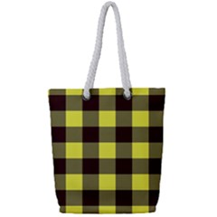 Black And Yellow Plaids Full Print Rope Handle Tote (small) by ConteMonfrey