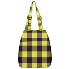 Black And Yellow Plaids Center Zip Backpack by ConteMonfrey