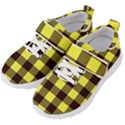 Black and yellow plaids Kids  Velcro Strap Shoes View2