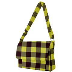 Black And Yellow Plaids Full Print Messenger Bag (l) by ConteMonfrey