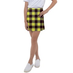 Black And Yellow Plaids Kids  Tennis Skirt by ConteMonfrey