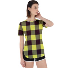 Black And Yellow Plaids Perpetual Short Sleeve T-shirt by ConteMonfrey