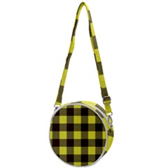 Black And Yellow Plaids Crossbody Circle Bag by ConteMonfrey