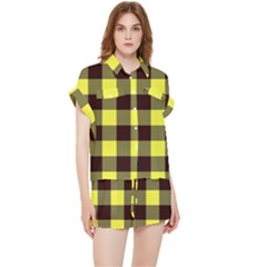 Black And Yellow Plaids Chiffon Lounge Set by ConteMonfrey