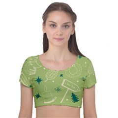 Angel Velvet Short Sleeve Crop Top  by nateshop