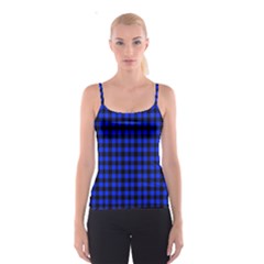 Neon Blue And Black Plaids Spaghetti Strap Top by ConteMonfrey